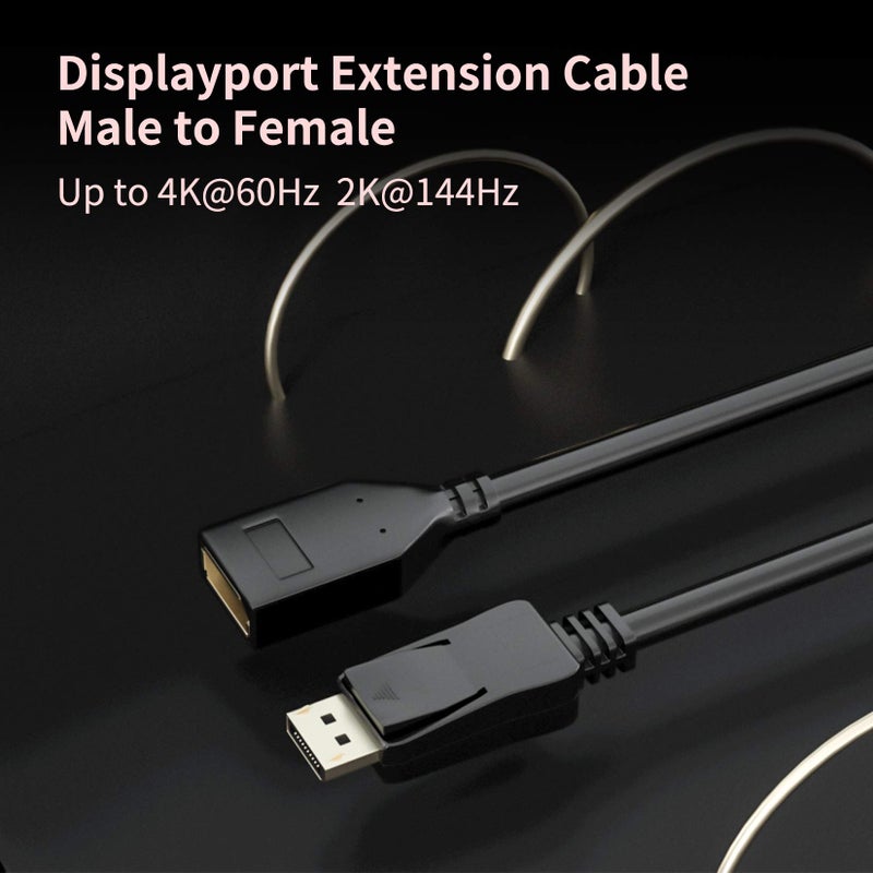 BolAAzuL DisplayPort 1.2 Extension Cable - 1.8M/6FT, 2K/144Hz & 4K/60Hz, DP Male to Female - Image 4